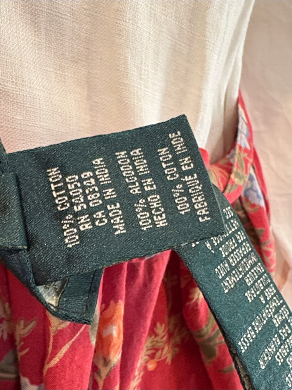 Vintage Lauren Ralph Lauren Red Cotton Floral Prairie Maxi Skirt sz Medium / 12 - Picture 10 of 12